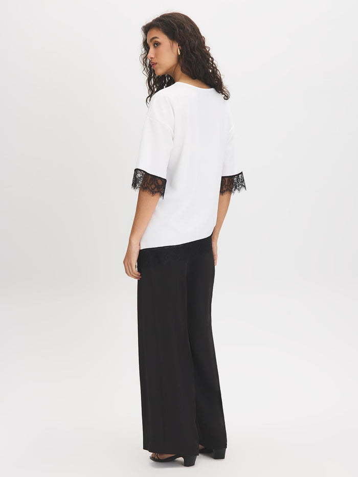 Lace Trim Asymmetrical Top