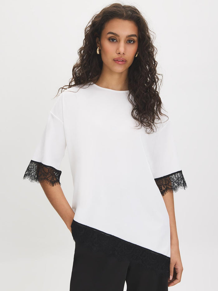 Lace Trim Asymmetrical Top