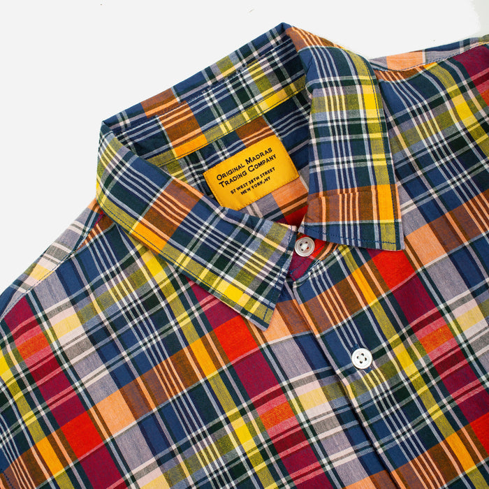 LAX MADRAS CHECK SS SHIRT - NAVY/YELLOW