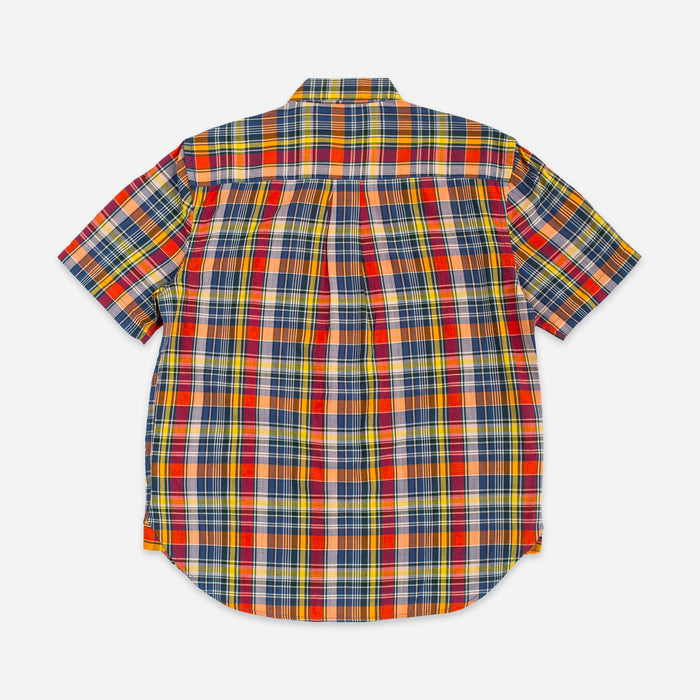 LAX MADRAS CHECK SS SHIRT - NAVY/YELLOW