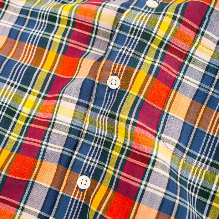LAX MADRAS CHECK SS SHIRT - NAVY/YELLOW