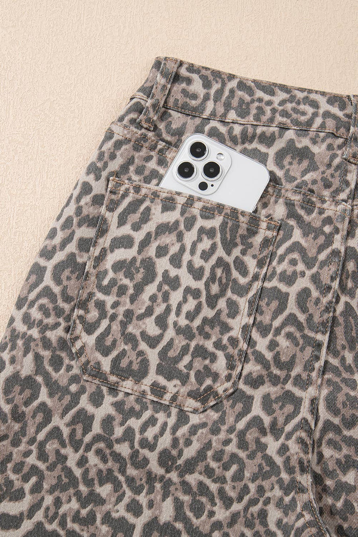 Leopard  Wide Leg Jeans