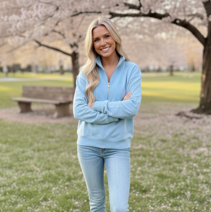 Light Blue Zip Pullover