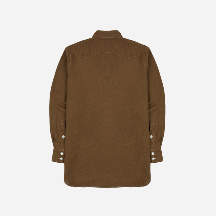 LINEN WESTERN SHIRT - BROWN