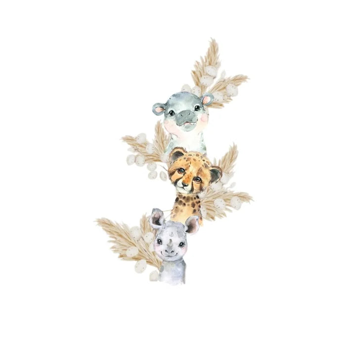 Live Vida Baby Safari Wall Sticker Hippo & Cheetah & Rhino 3 pcs - ebebek - Black Friday