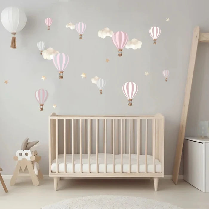 Live Vida Hot Air Balloons Wall Stickers A5 - Pink & Grey - ebebek - Black Friday