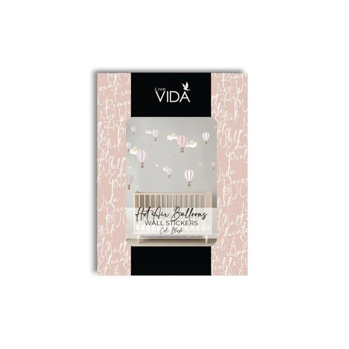 Live Vida Hot Air Balloons Wall Stickers A5 - Pink & Grey - ebebek - Black Friday