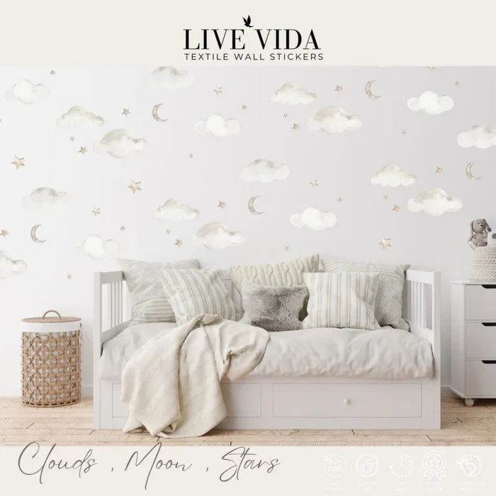 Live Vida Wall Stickers Cloud & Moon & Stars A4 - ebebek - Black Friday