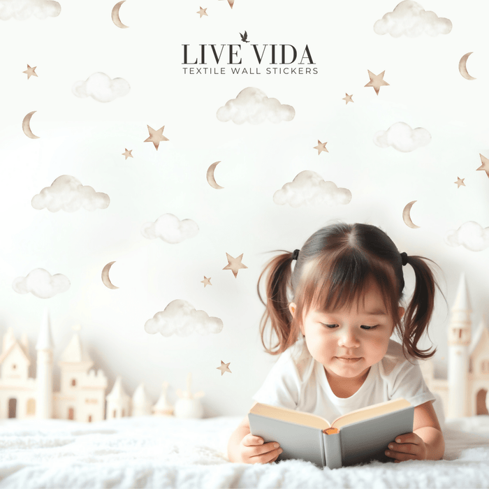 Live Vida Wall Stickers Cloud & Moon & Stars A4 - ebebek