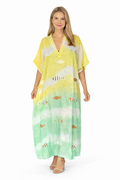 Long yellow comfortable cotton kaftan- ch-5359