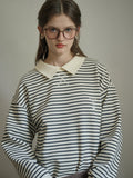 Luella SR Logo Embroidered Contrast Collar Striped Sweatshirt