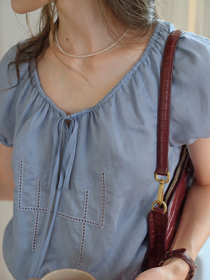 Lyra Round Neck Embroidery Blouse