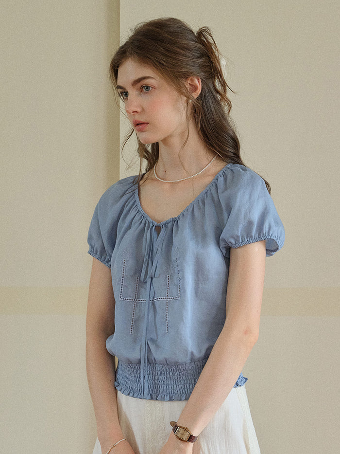 Lyra Round Neck Embroidery Blouse