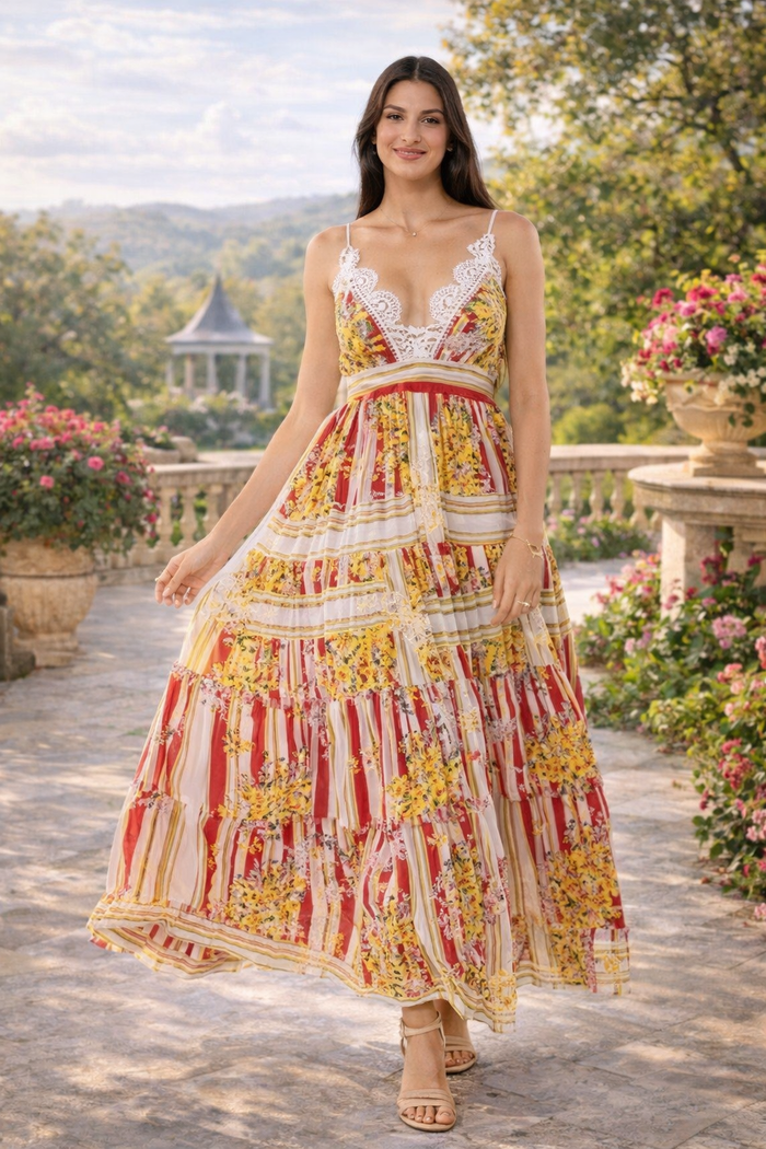 Mediterranean Garden Maxi Dress - 26588