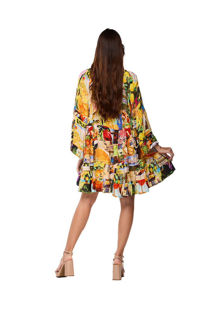 Mediterranean Resort Print Mini Dress-AKC-31804