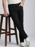 Men Slim Mid Rise Black Jeans Stretchable