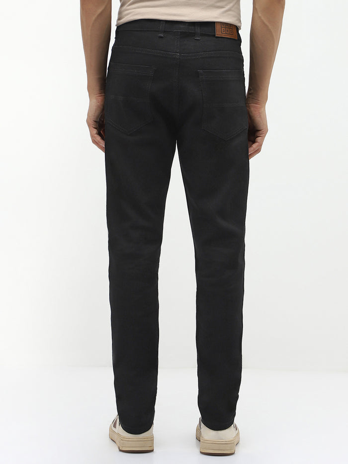 Men Slim Mid Rise Black Jeans Stretchable