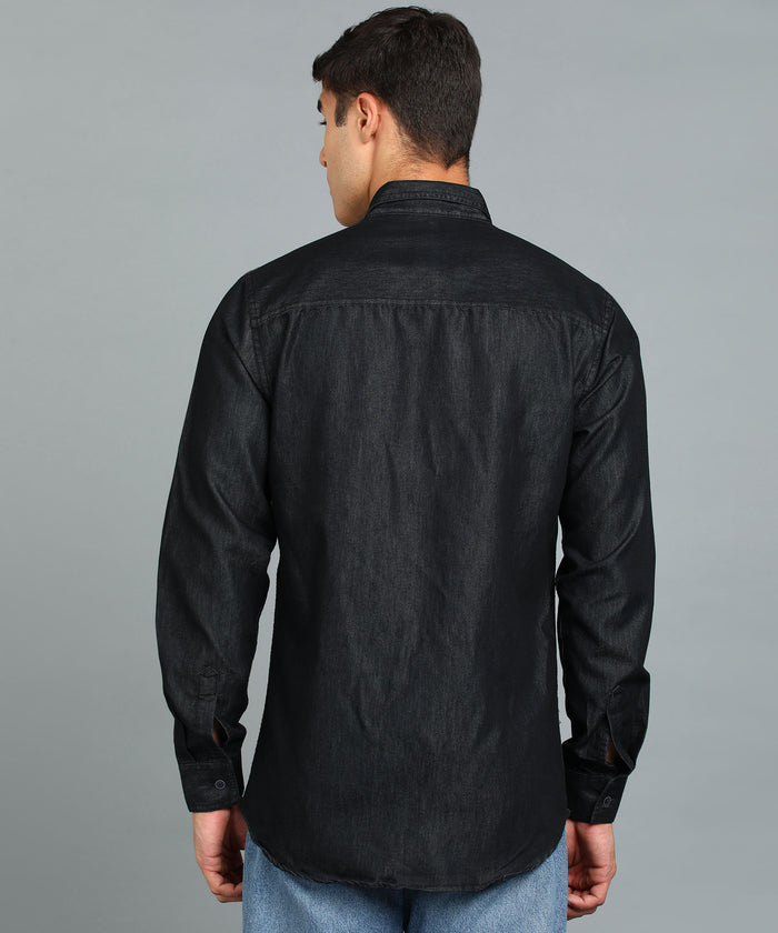 Men's Black Full Sleeve Slim Fit Casual Denim Shirt