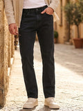 Men's Black Regular Fit Washed Jeans Stretchable