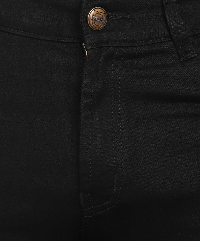 Men's Black Slim Fit Knee Slit Stretchable Jeans