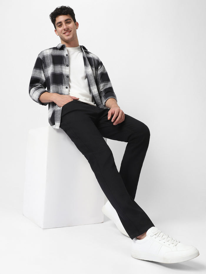 Men's Black Slim Fit Solid Jeans Stretchable