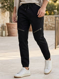 Men's Black Slim Fit Stretch Zippered Jogger Jeans