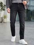 Men's Black Slim Fit Washed Jeans Stretchable