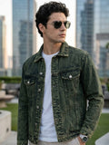 Men's Blue Regular Fit Washed Full Sleeve Denim Jacket