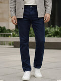 Men's Blue Regular Fit Washed Jeans Stretchable