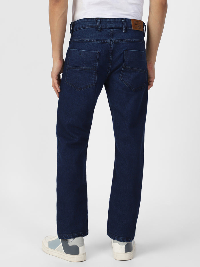 Men's Blue Regular Fit Washed Jeans Stretchable