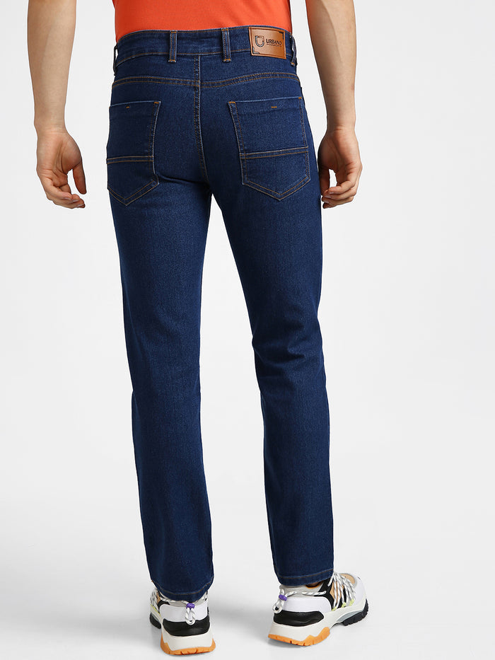 Men's Blue Regular Fit Washed Jeans Stretchable