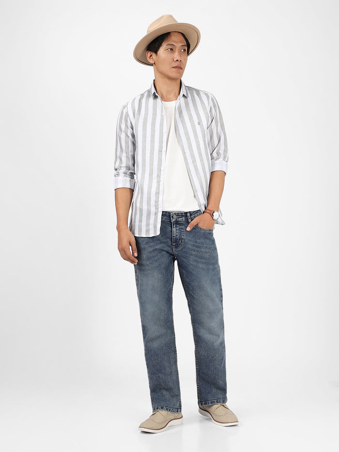 Men's Blue Washed Bootcut Jeans Stretchable