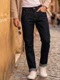Men's Dark Blue Regular Fit Washed Jeans Stretchable
