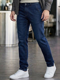 Men's Dark Blue Slim Fit Washed Jeans Stretchable