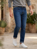 Men's Dark Blue Slim Fit Washed Jeans Stretchable
