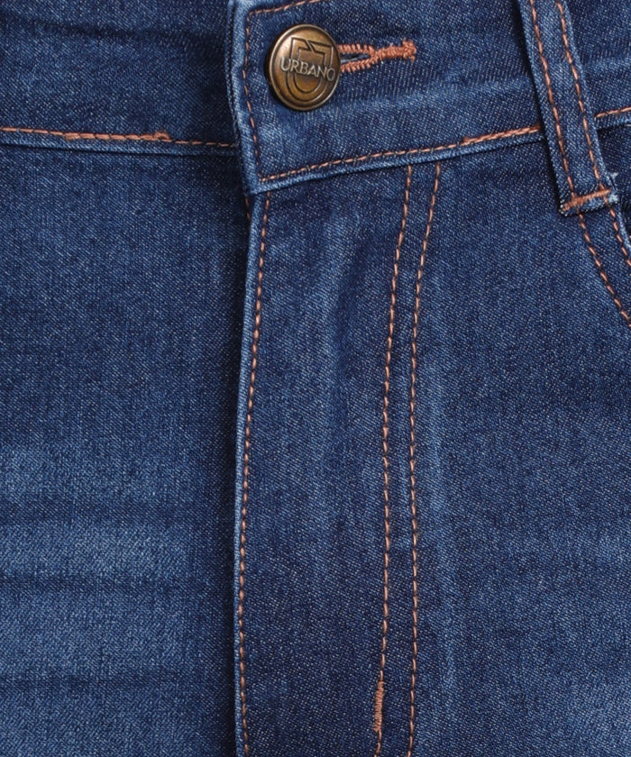 Men's Dark Blue Slim Fit Washed Jeans Stretchable