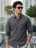 Men's Dark Grey Full Sleeve Regular Fit Casual Denim Shirt
