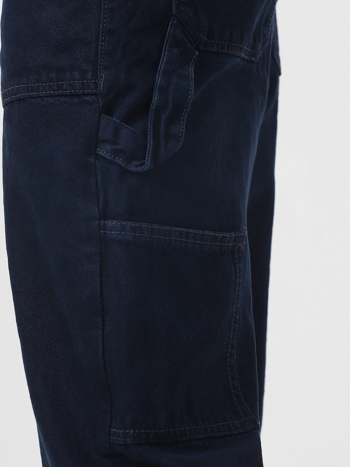 Men's Dark Grey Loose Fit Cargo Carpenter Jeans With 6 Pockets Non-Stretchable