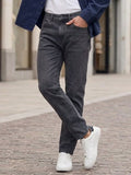 Men's Dark Grey Regular Fit Washed Jeans Stretchable