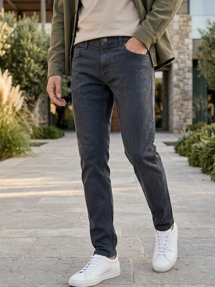 Men's Dark Grey Slim Fit Denim Jeans Stretchable