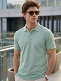 Men's Granite Green Solid Regular Fit Half Sleeve Cotton Polo T-Shirt