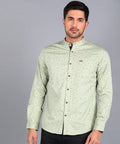 Men's Green Cotton Full Sleeve Slim Fit Casual Printed Shirt