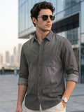 Men's Grey Full Sleeve Regular Fit Casual Denim Shirt