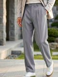 Men's Grey Loose Baggy Fit Solid Korean Pants Stretchable