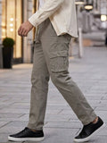 Men's Grey Regular Fit Solid Cargo Chino Pant with 6 Pockets