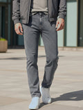 Men's Grey Regular Fit Washed Jeans Stretchable