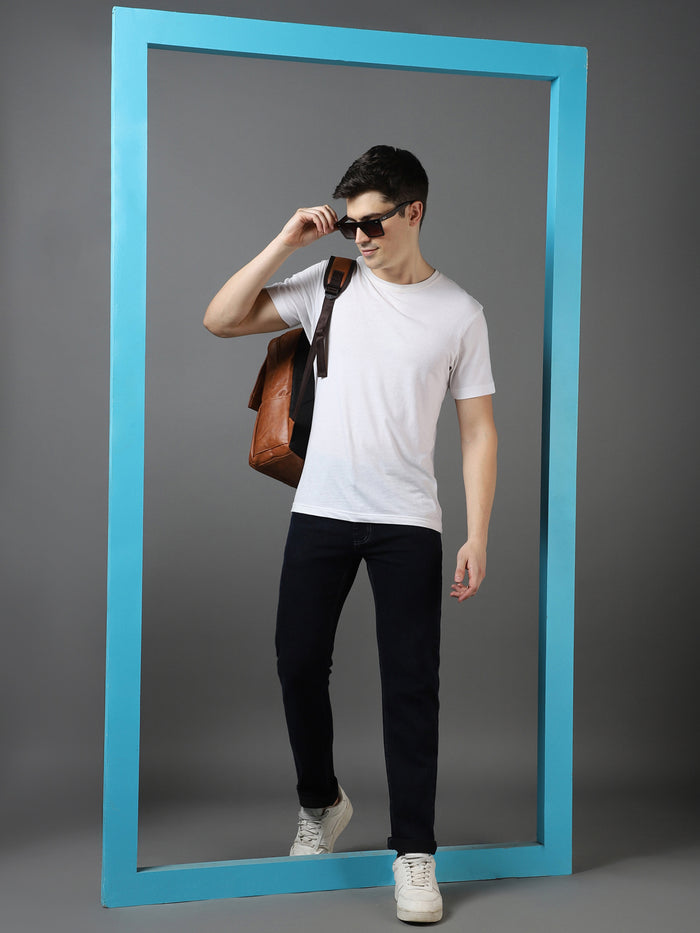Men's Grey Regular Fit Washed Jeans Stretchable