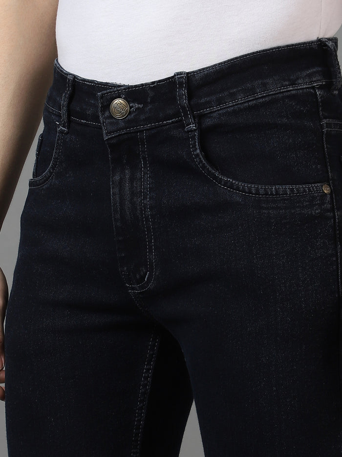 Men's Grey Regular Fit Washed Jeans Stretchable