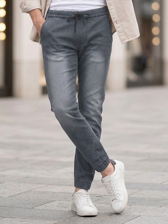 Men's Grey Slim Fit Stretchable Jogger Jeans