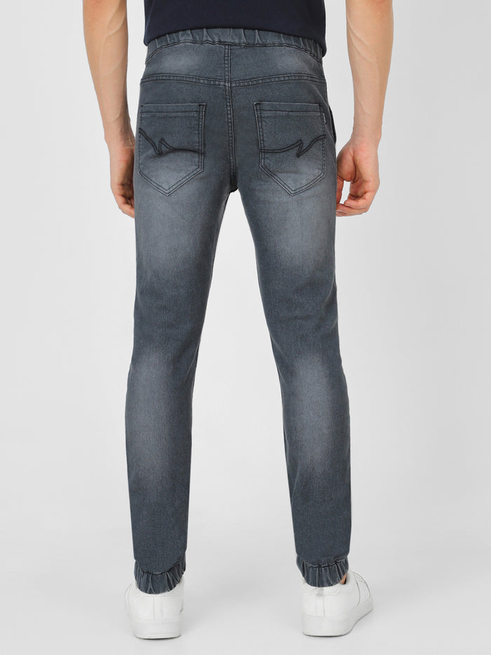 Men's Grey Slim Fit Stretchable Jogger Jeans